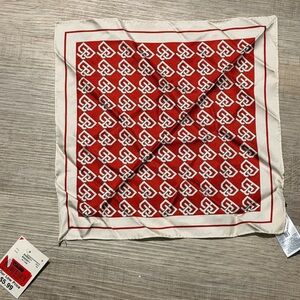 Red and White Patterned Scarf